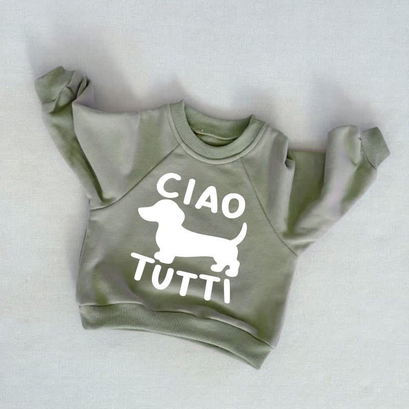 CIAO TUTTI幼児 子犬 グレー グリーン スウェットシャツ - グレーグリーン - 3～5歳 - image 1