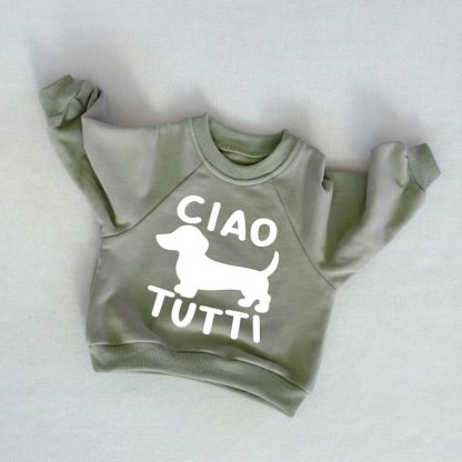 CIAO TUTTI幼児 子犬 グレー グリーン スウェットシャツ - グレーグリーン - 3～5歳 - image 1