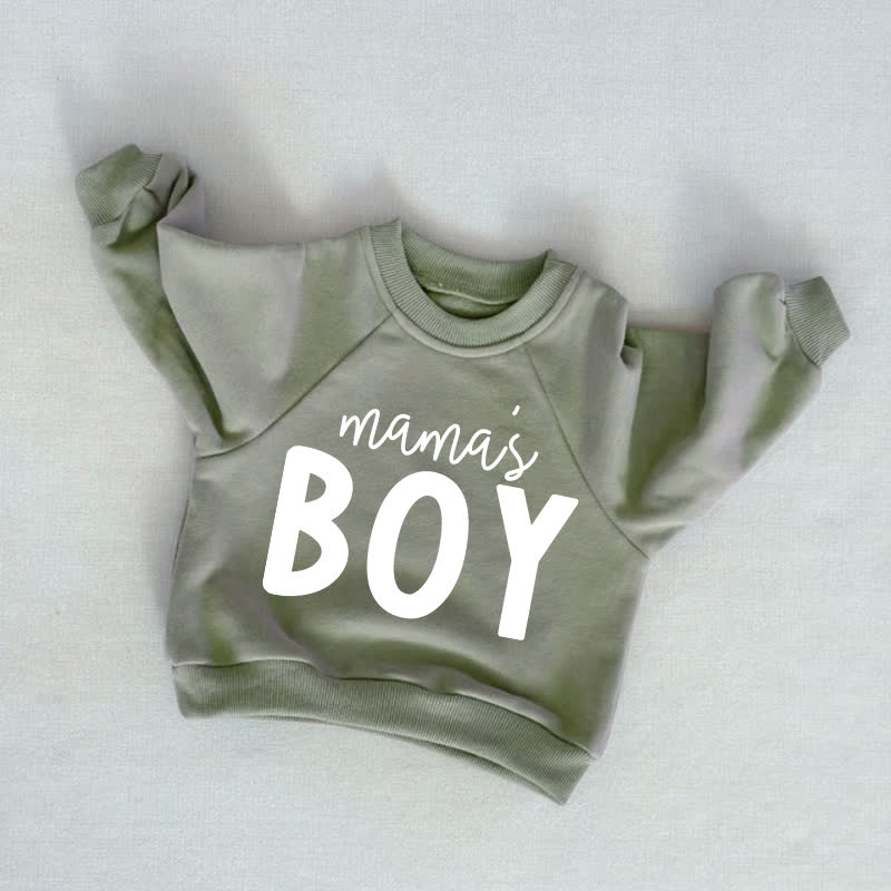 MAMA'S BOY幼児用スローガン入りグレーグリーンスウェットシャツ - グレーグリーン - 3～5歳 - image 1