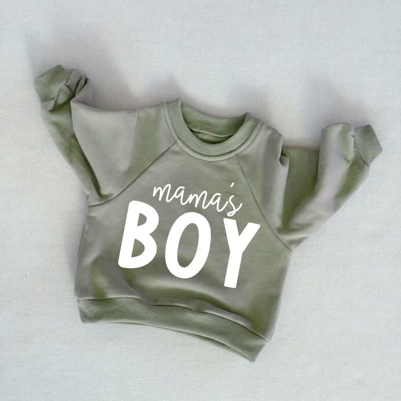 MAMA'S BOY幼児用スローガン入りグレーグリーンスウェットシャツ - グレーグリーン - 3～5歳 - image 1