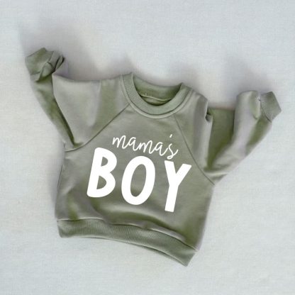 MAMA'S BOY幼児用スローガン入りグレーグリーンスウェットシャツ - グレーグリーン - 3～5歳 - image 1