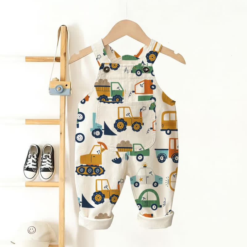 ベビー幼児用カー・トラック柄オーバーオール - ベージュ - 3～5歳 - image 1