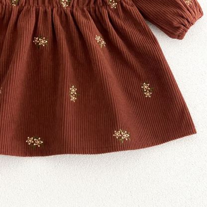 ベビー・幼児用女の子向けブラウン花柄コーデュロイ長袖Dress - image 7