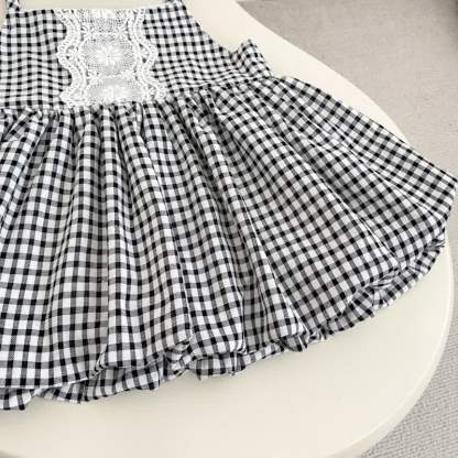 ベビーガール用ホワイトトップスとギンガムチェックのジャンパーDressのツーピースセット - image 7