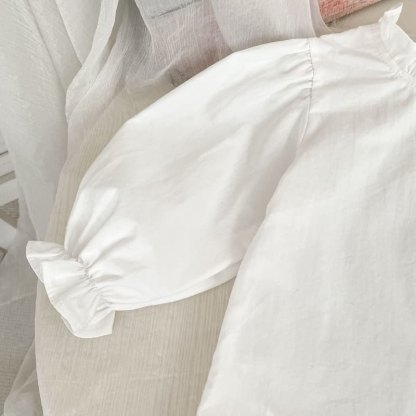 ベビーガール用ホワイトトップスとギンガムチェックのジャンパーDressのツーピースセット - image 11