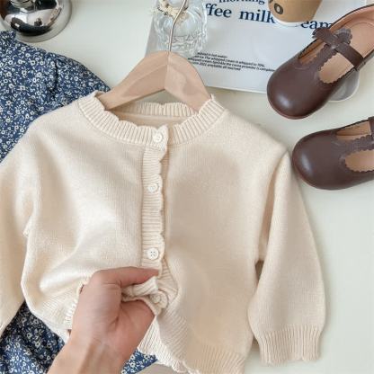 幼児用女の子用ベージュカーディガンまたはネイビー花柄長袖Dress - image 4