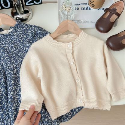 幼児用女の子用ベージュカーディガンまたはネイビー花柄長袖Dress - image 5