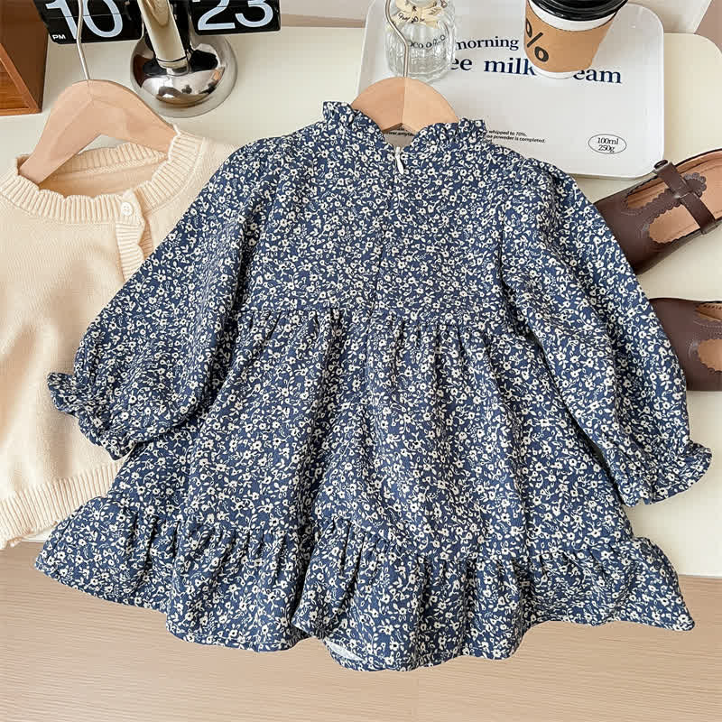 幼児用女の子用ベージュカーディガンまたはネイビー花柄長袖Dress - image 6