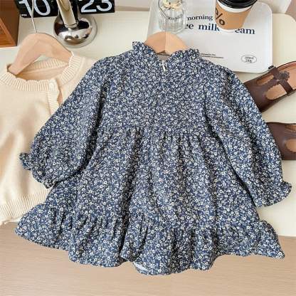 幼児用女の子用ベージュカーディガンまたはネイビー花柄長袖Dress - image 6