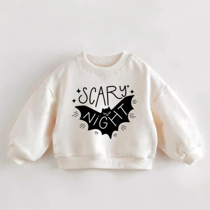 SCARY NIGHT幼児用コウモリ柄クリームスウェットシャツ - クリーム - 3～5歳 - image 1