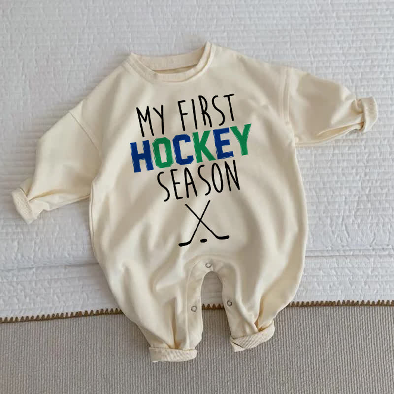 MY FIRST HOCKEY SEASON　ベビー・幼児用ベージュロンパース - ベージュ - 2～3歳 - image 1