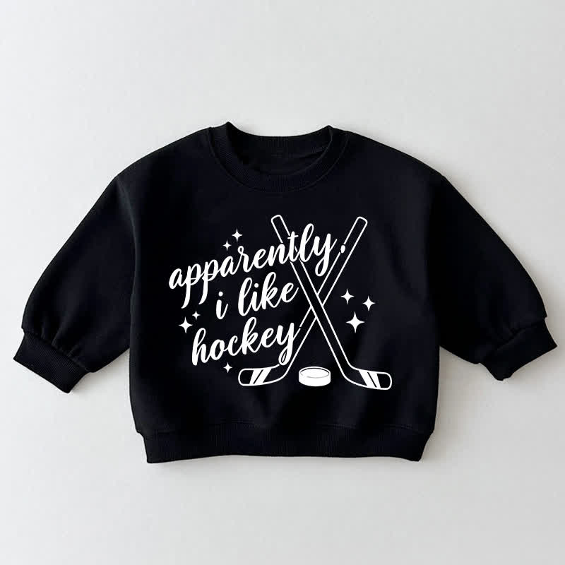 APPARENTLY I LIKE HOCKEY幼児用黒スウェットシャツ - 黒 - 3～5歳 - image 1