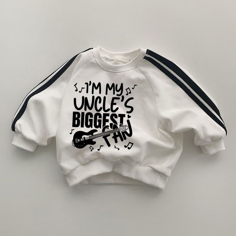 私はMYの大ファンです　ベビー用黒ストライプ袖白スウェットシャツ - 白 - 2～3歳 - image 1