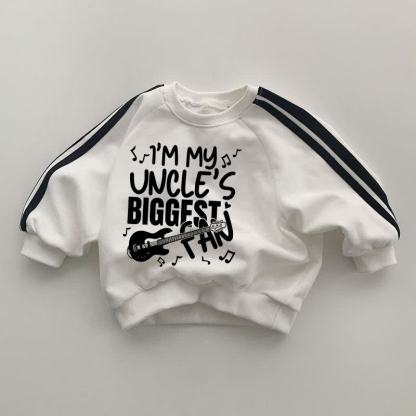 私はMYの大ファンです　ベビー用黒ストライプ袖白スウェットシャツ - 白 - 2～3歳 - image 1