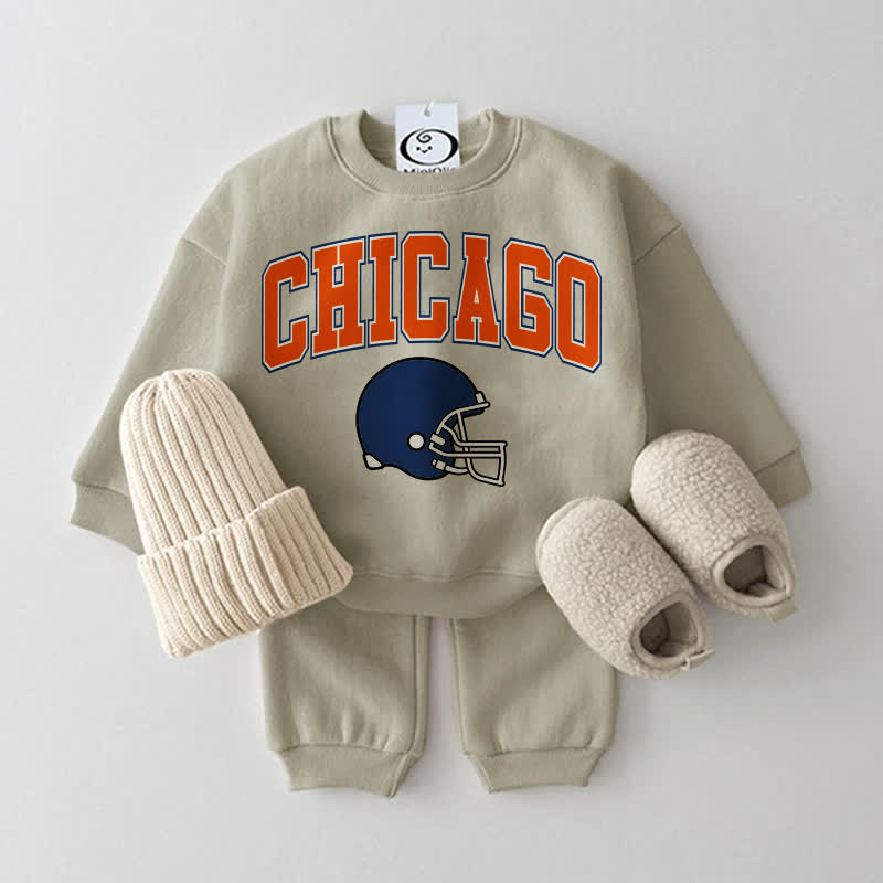 CHICAGOベビーフットボール スウェットシャツ 2点セット - グレーグリーン - 2～3歳 - image 2