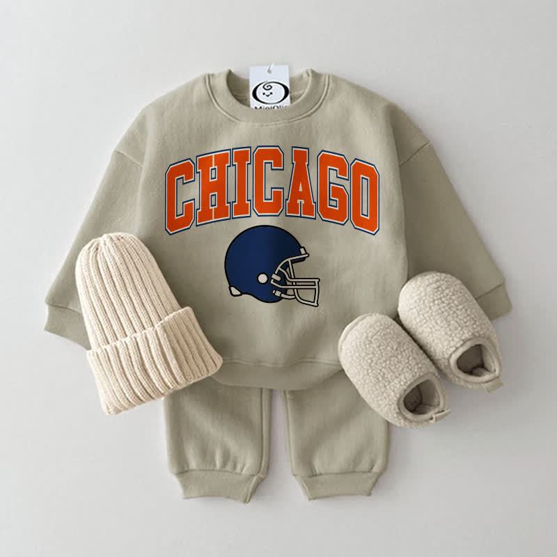 CHICAGOベビーフットボール スウェットシャツ 2点セット - グレーグリーン - 2～3歳 - image 2
