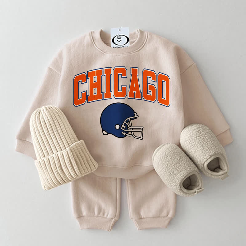CHICAGOベビーフットボール スウェットシャツ 2点セット - ベージュ - 2～3歳 - image 1