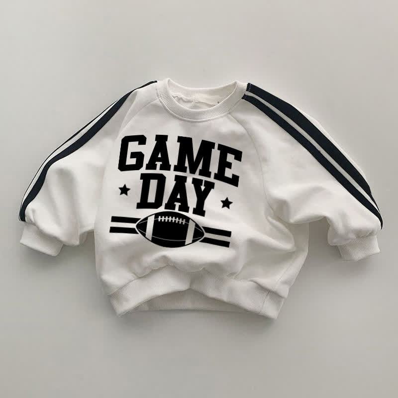 GAME DAYベビーラグビー ブラックストライプ袖 ホワイトスウェットシャツ - 白 - 2～3歳 - image 1