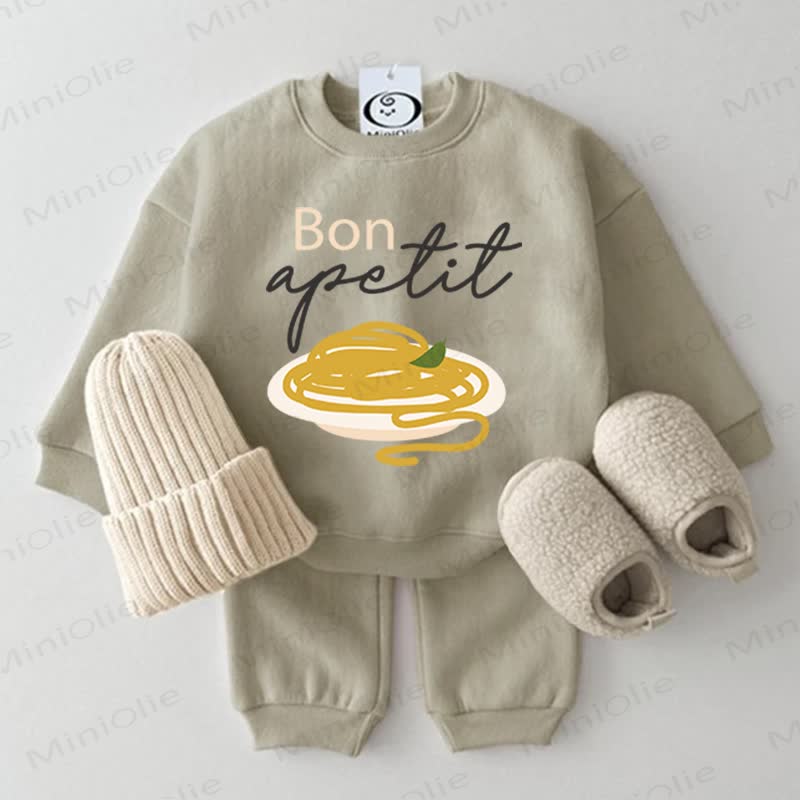 BON APETITベビー グレーグリーン スウェットシャツ 2点セット - グレーグリーン - 2～3歳 - image 1