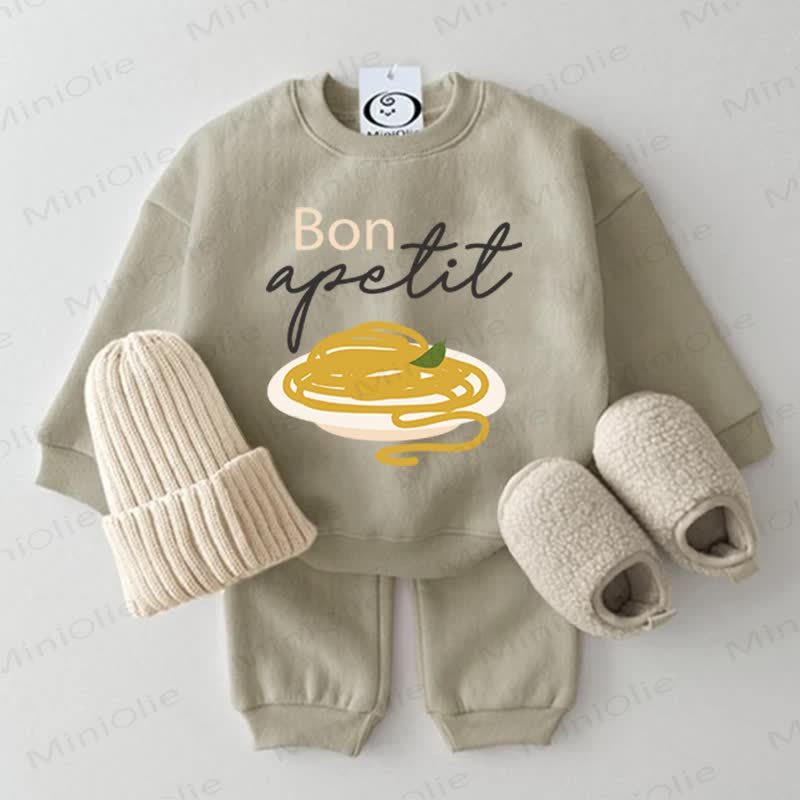 BON APETITベビー グレーグリーン スウェットシャツ 2点セット - グレーグリーン - 2～3歳 - image 1