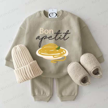 BON APETITベビー グレーグリーン スウェットシャツ 2点セット - グレーグリーン - 2～3歳 - image 1