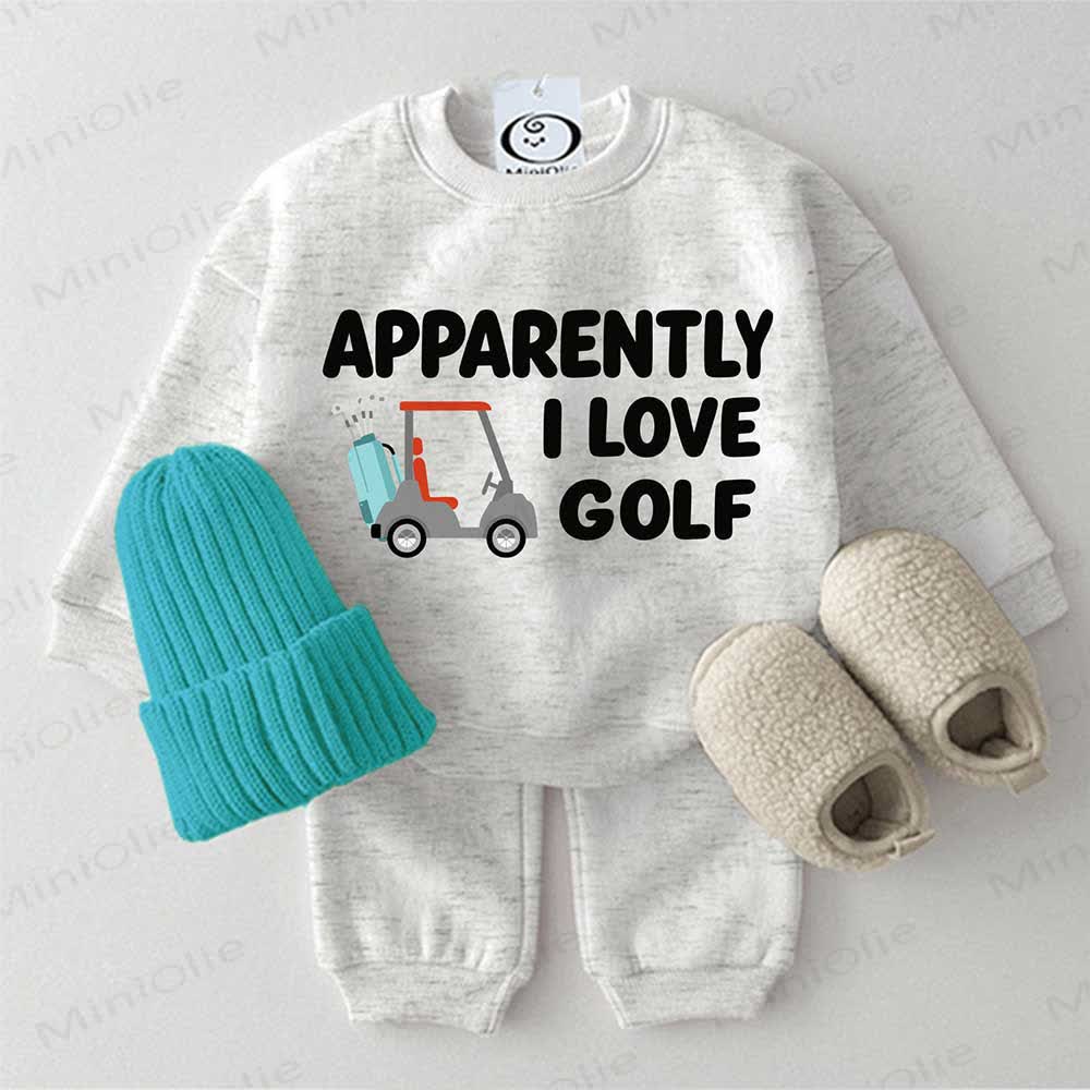 APPARENTLY I LOVE GOLF！ベビーライトグレースウェットシャツ2点セット - ライトグレー - 2～3歳 - image 1