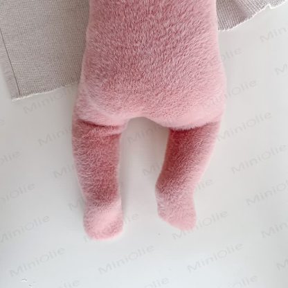 ベビー用フリース素材のクマ耳付き足つきロンパース（帽子付き） - image 14