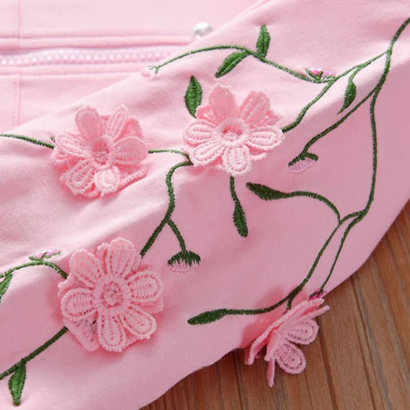 幼児用女の子向け、花柄刺繍入りトラックスーツ2点セット - image 6