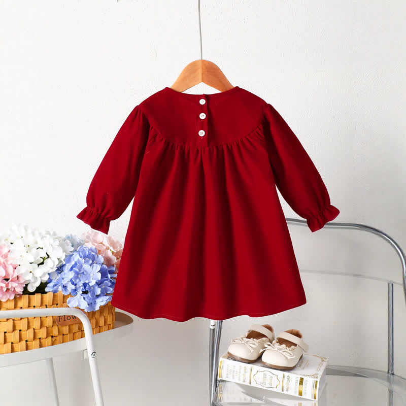 ベビー・幼児用女の子用赤いリボン刺繍Dress - image 2