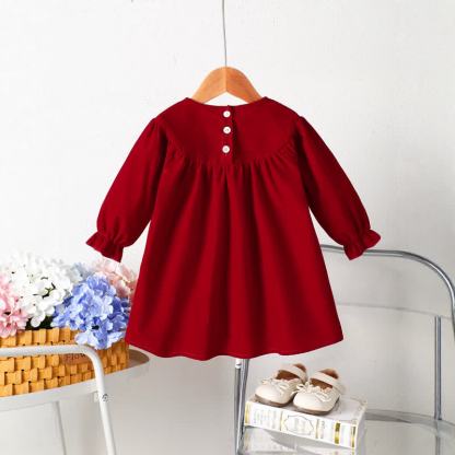 ベビー・幼児用女の子用赤いリボン刺繍Dress - image 2