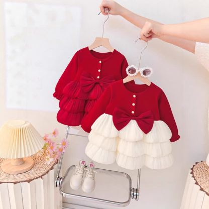 ベビー・幼児用女の子向けリボンウエストティアードチュールDress - image 1