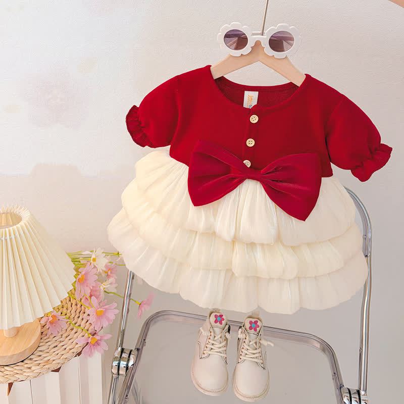 ベビー・幼児用女の子向けリボンウエストティアードチュールDress - 白の半袖 - 30-36M - image 5