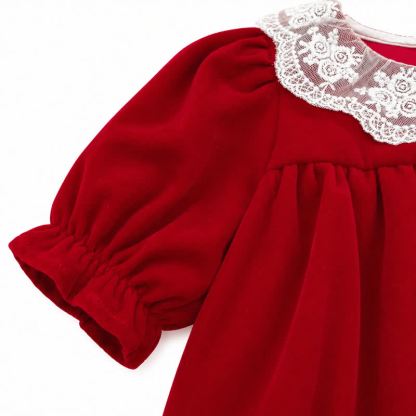 ベビー・幼児用 女の子用 赤いベルベット レース襟 クリスマスDress - image 5