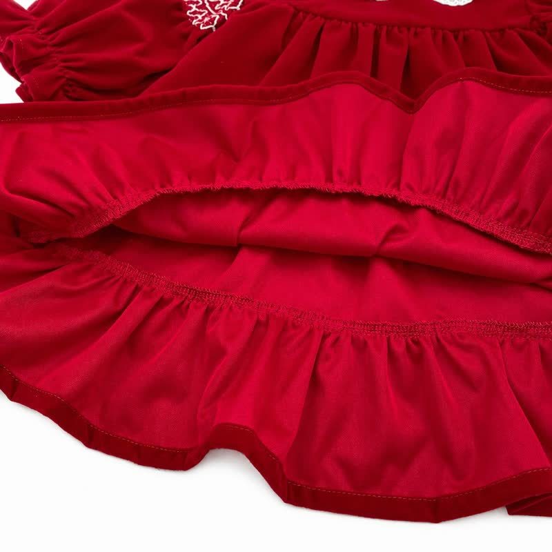 ベビー・幼児用 女の子用 赤いベルベット レース襟 クリスマスDress - image 7