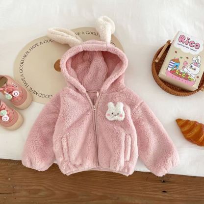 ベビー・幼児用女の子向けうさぎ耳シェルパジップジャケット - ピンク - 4～5歳 - image 2