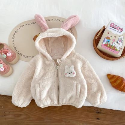 ベビー・幼児用女の子向けうさぎ耳シェルパジップジャケット - ベージュ - 18～24ヶ月 - image 3