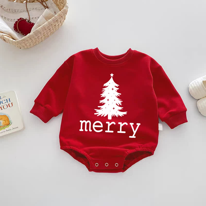 MERRYベビークリスマスツリーレッドボディスーツ - 赤 - 18～24ヶ月 - image 1