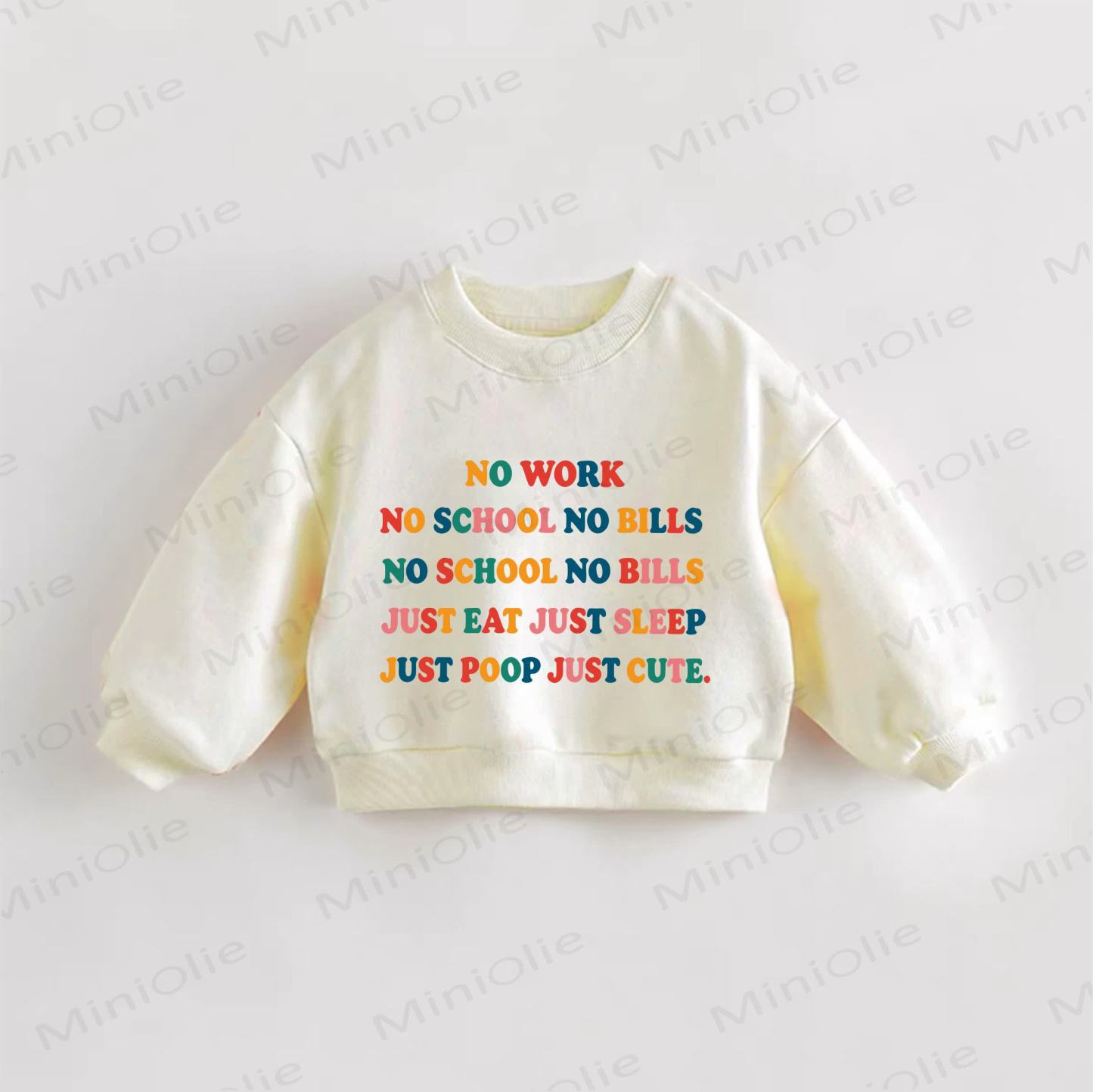 NO WORK NO SCHOOL NO BILLS幼児用スウェットシャツ - クリーム - 3～5歳 - image 1