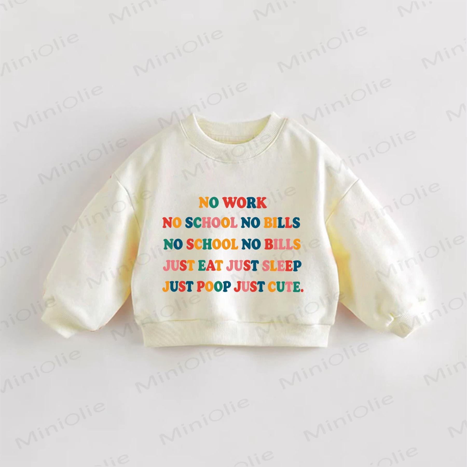 NO WORK NO SCHOOL NO BILLS幼児用スウェットシャツ - クリーム - 3～5歳 - image 1
