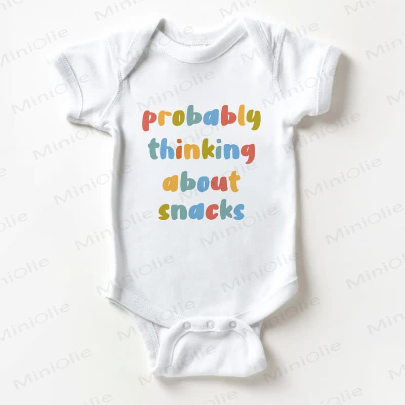 PROBABLY THINKING ABOUT SNACKS。ベビー用ホワイトボディスーツ - 白 - 18～24ヶ月 - image 1