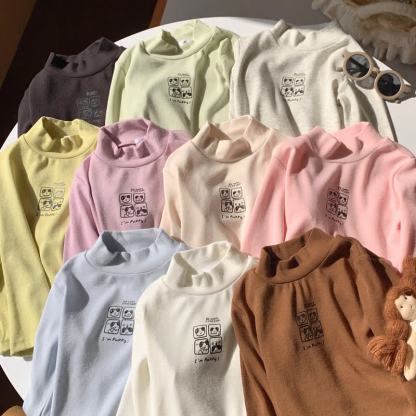 幼児用カジュアルモックネック長袖Tシャツ - image 1