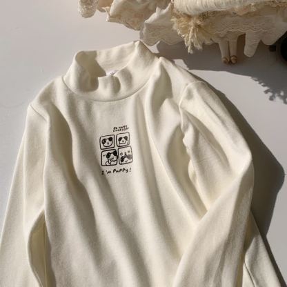 幼児用カジュアルモックネック長袖Tシャツ - 白 - 10-11歳 - image 2