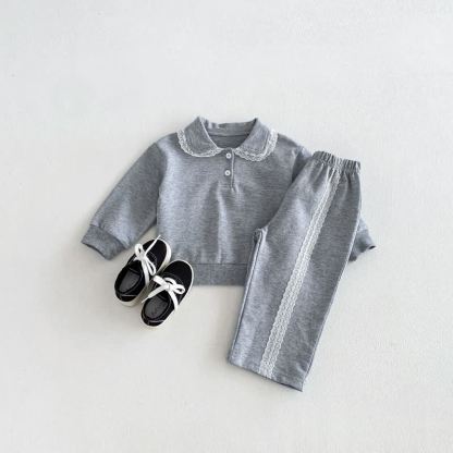 ベビー・幼児用レース襟長袖2点セット - グレー - 6～7歳 - image 3