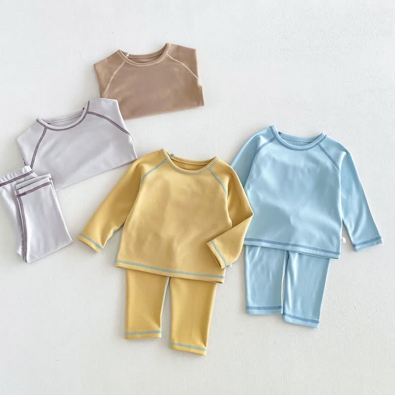 ベビー・幼児用コントラストステッチパジャマ2点セット - image 1