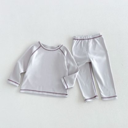 ベビー・幼児用コントラストステッチパジャマ2点セット - グレー - 6～7歳 - image 4
