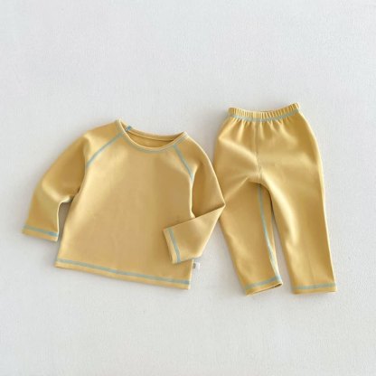 ベビー・幼児用コントラストステッチパジャマ2点セット - 黄色 - 6～7歳 - image 3