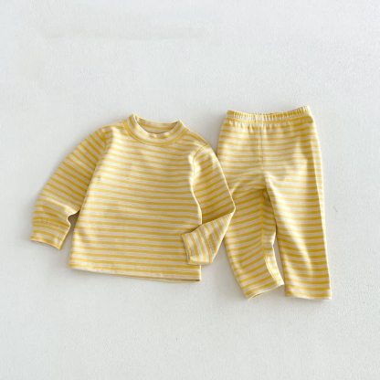 ベビー・幼児用ストライプ柄トップス＆パンツラウンジウェア2点セット - 黄色 - 6～7歳 - image 3