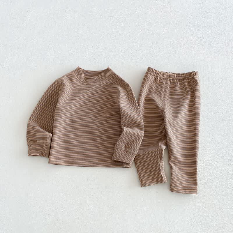 ベビー・幼児用ストライプ柄トップス＆パンツラウンジウェア2点セット - 茶色 - 6～7歳 - image 2