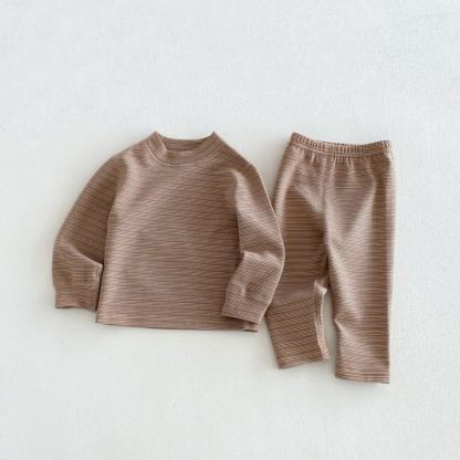ベビー・幼児用ストライプ柄トップス＆パンツラウンジウェア2点セット - 茶色 - 6～7歳 - image 2