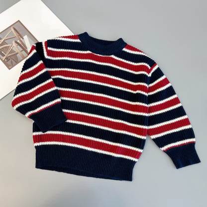 ベビー・幼児用ストライプ柄ニットセーターまたはカーキパンツ - 海軍 - 4～5歳 - image 2